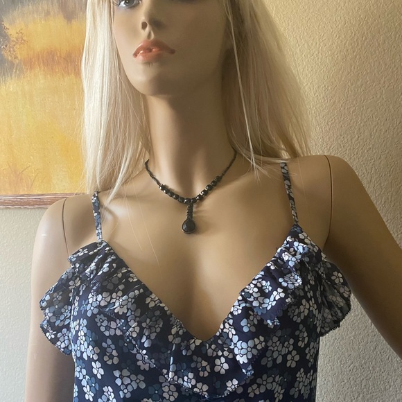 $225 MICHAEL KORS FLOWER TIERED GEORGETTE MIDI DRESS SIZE M WORN ONCE - Picture 4 of 6